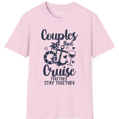 Couples Cruise Together Nautical Romantic Vacation Shirt Design — T-Shirt T-Shirt – Light Pink – Best Cruise Shirts