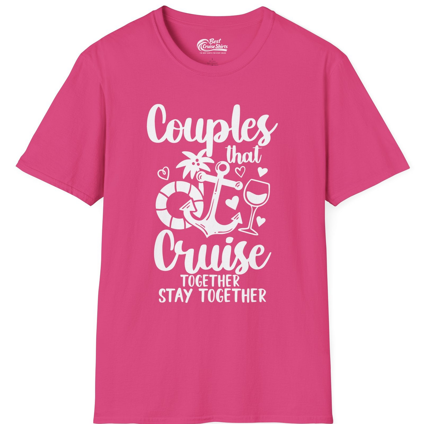Couples Cruise Together Nautical Romantic Vacation Shirt Design — T-Shirt T-Shirt – Heliconia – Best Cruise Shirts
