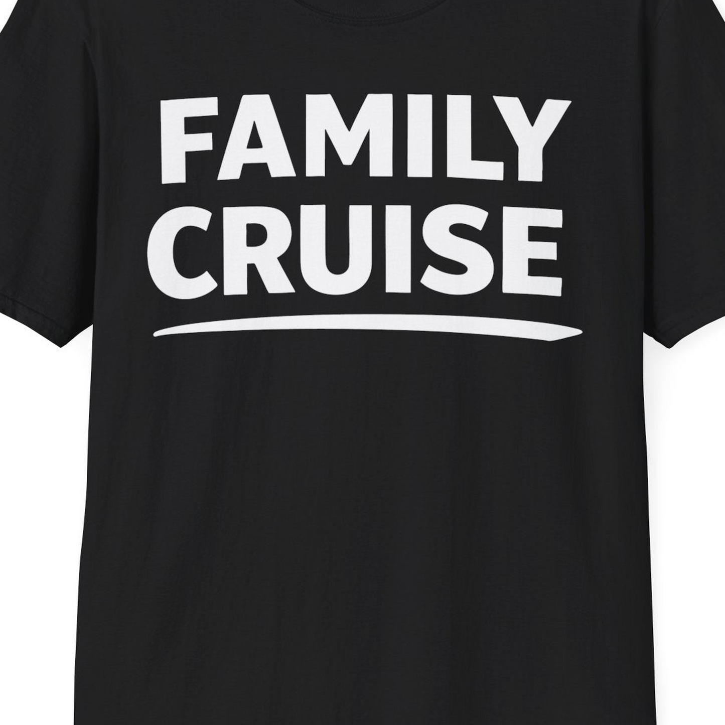 Family Cruise Celebration Bold Lettering Group Trip Shirt — T-Shirt T-Shirt – Black – Best Cruise Shirts Close Up