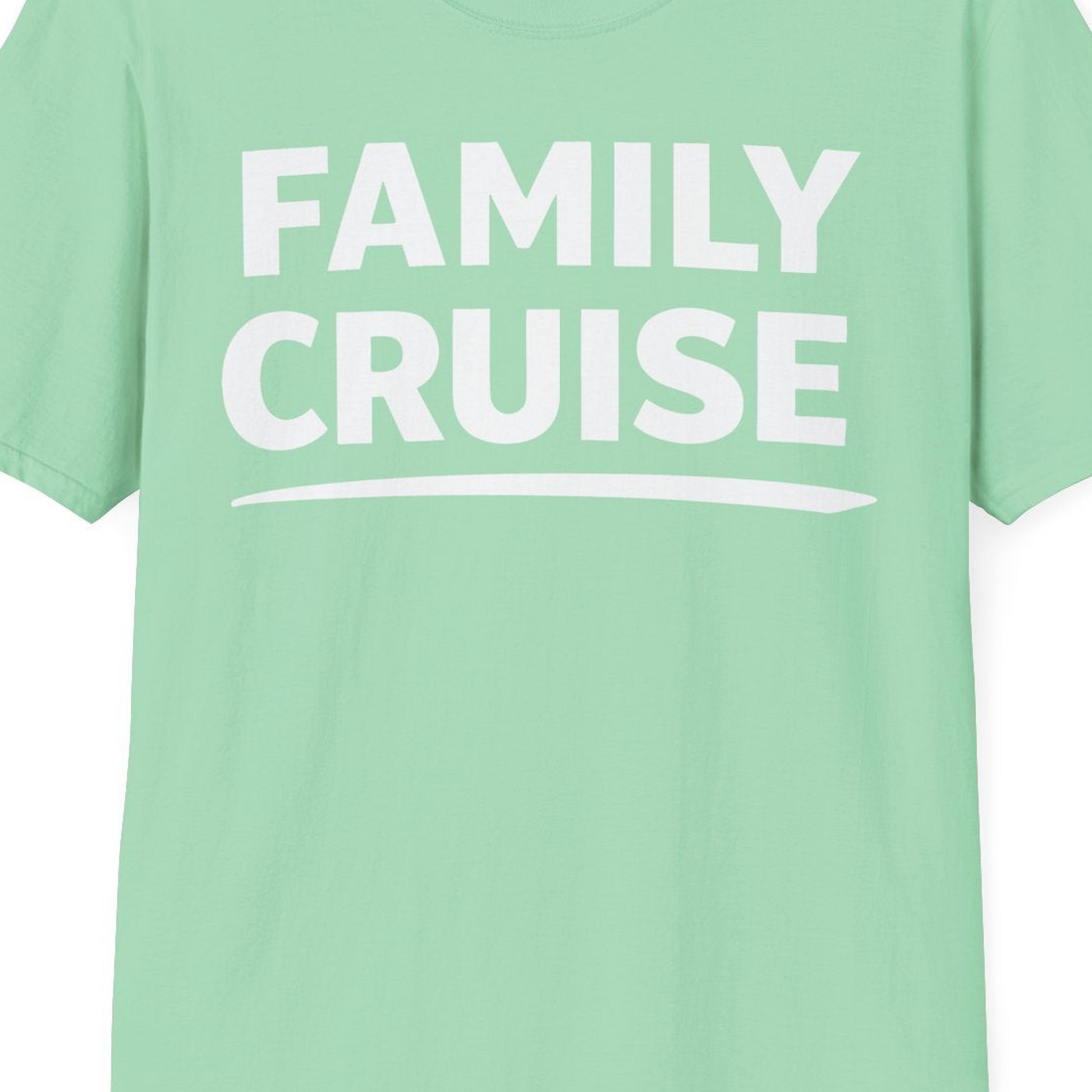 Family Cruise Celebration Bold Lettering Group Trip Shirt — T-Shirt T-Shirt – Mint Green – Best Cruise Shirts Close Up