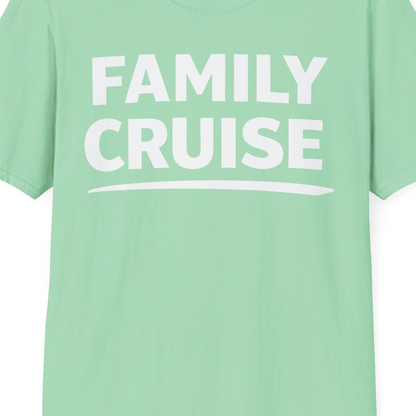 Family Cruise Celebration Bold Lettering Group Trip Shirt — T-Shirt T-Shirt – Mint Green – Best Cruise Shirts Close Up