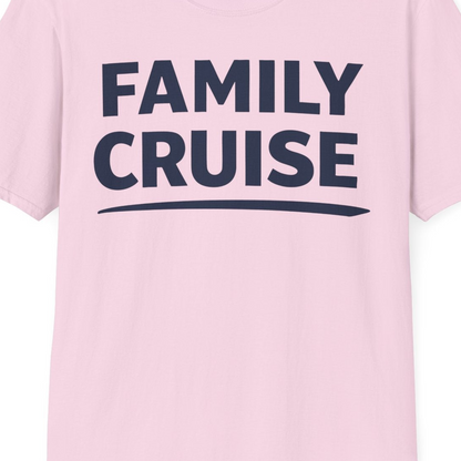 Family Cruise Celebration Bold Lettering Group Trip Shirt — T-Shirt T-Shirt – Light Pink – Best Cruise Shirts Close Up