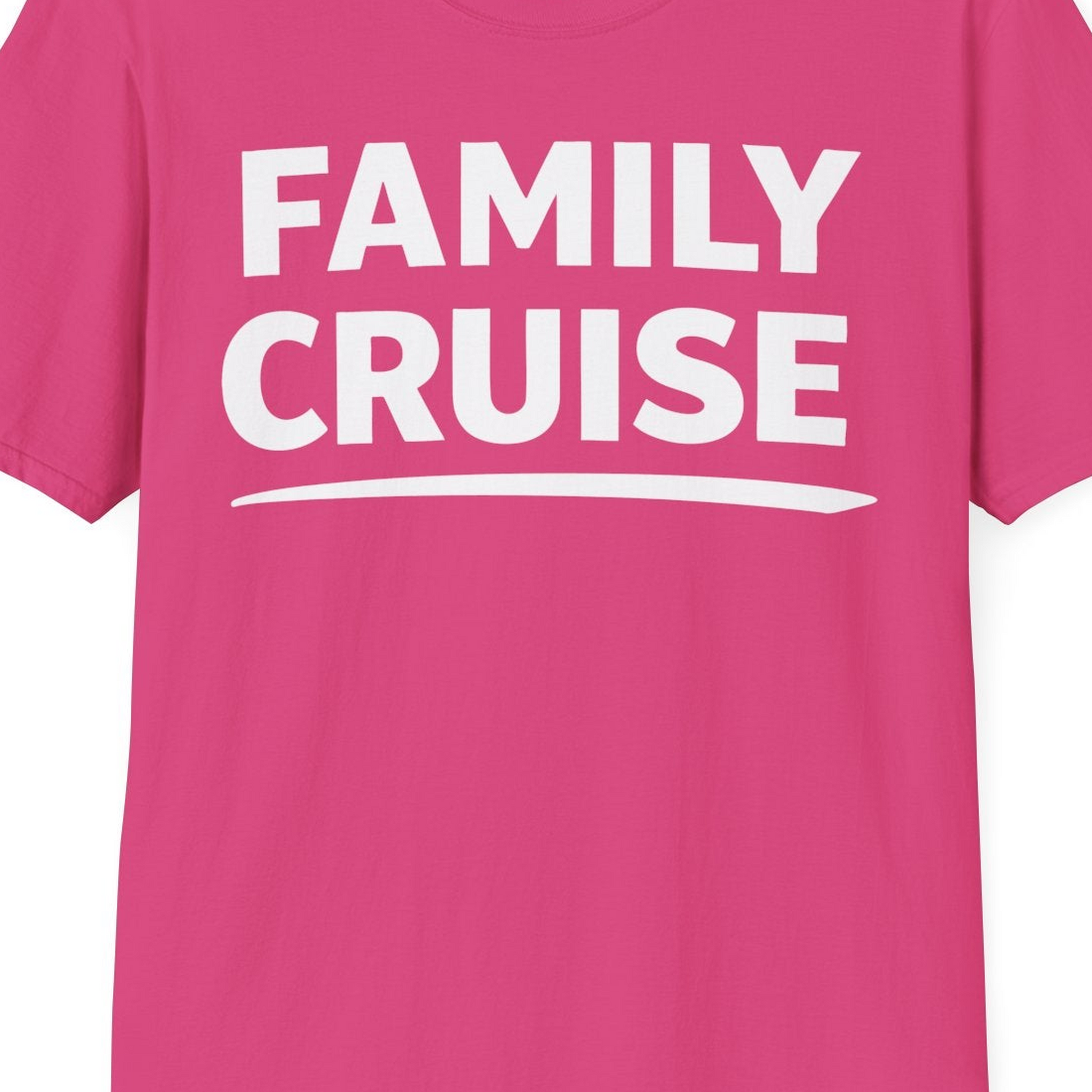 Family Cruise Celebration Bold Lettering Group Trip Shirt — T-Shirt T-Shirt – Heliconia – Best Cruise Shirts Close Up