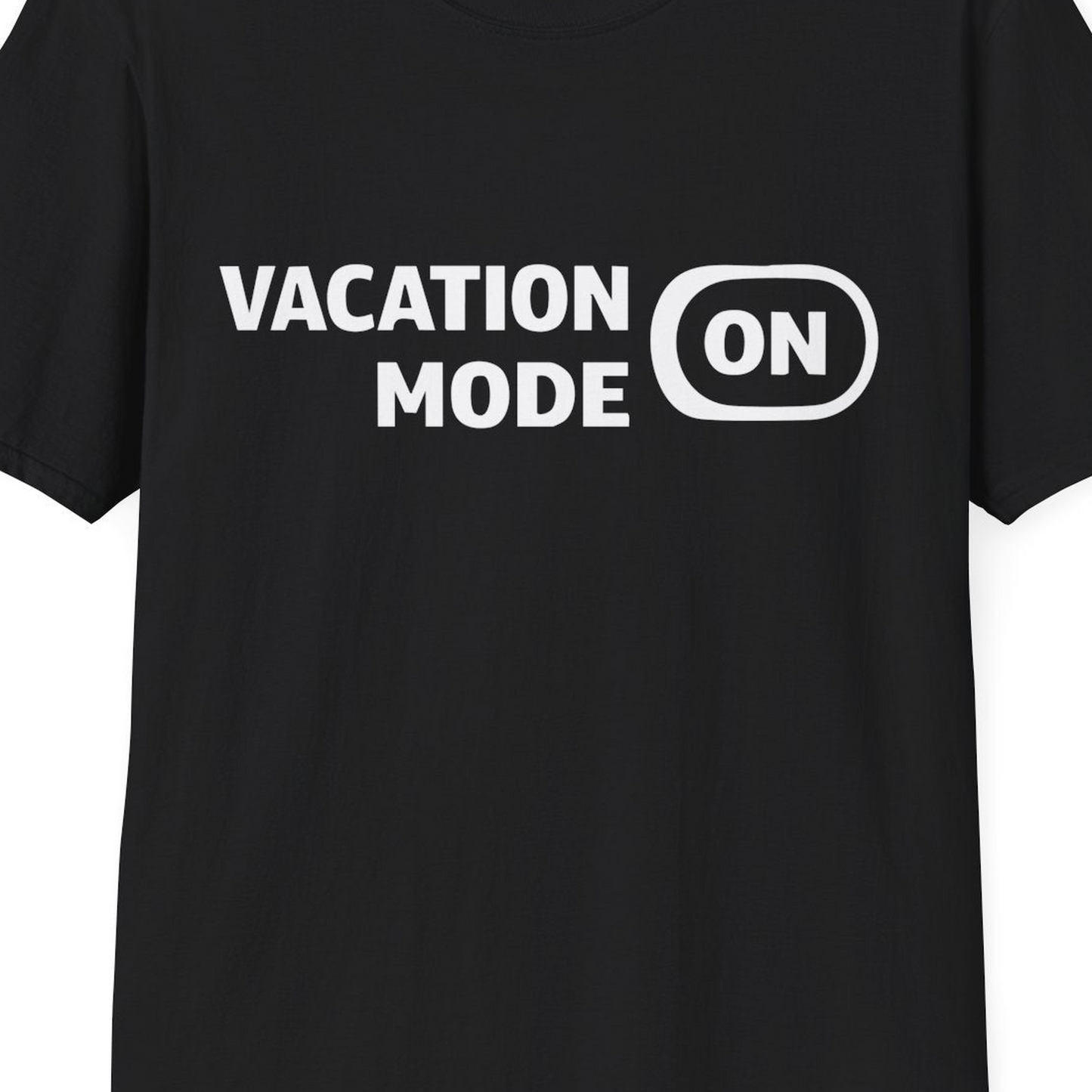 Vacation Mode On Minimalist Switch Graphic Funny Travel Shirt — T-Shirt T-Shirt – Black – Best Cruise Shirts Close Up