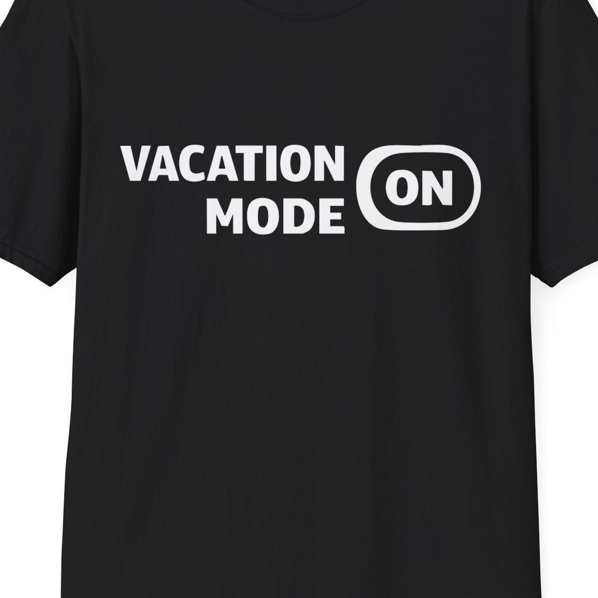 Vacation Mode On Minimalist Switch Graphic Funny Travel Shirt — T-Shirt T-Shirt – Black – Best Cruise Shirts Close Up