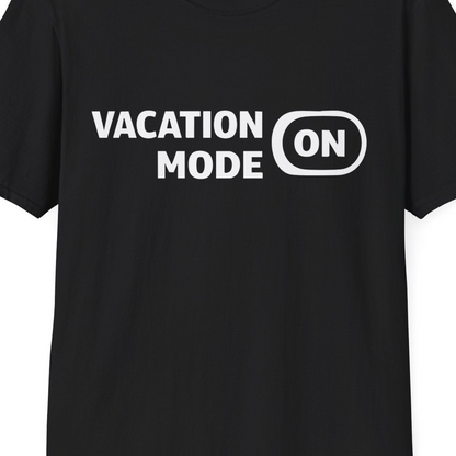 Vacation Mode On Minimalist Switch Graphic Funny Travel Shirt — T-Shirt T-Shirt – Black – Best Cruise Shirts Close Up