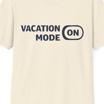 Vacation Mode On Minimalist Switch Graphic Funny Travel Shirt — T-Shirt T-Shirt – Natural – Best Cruise Shirts Close Up