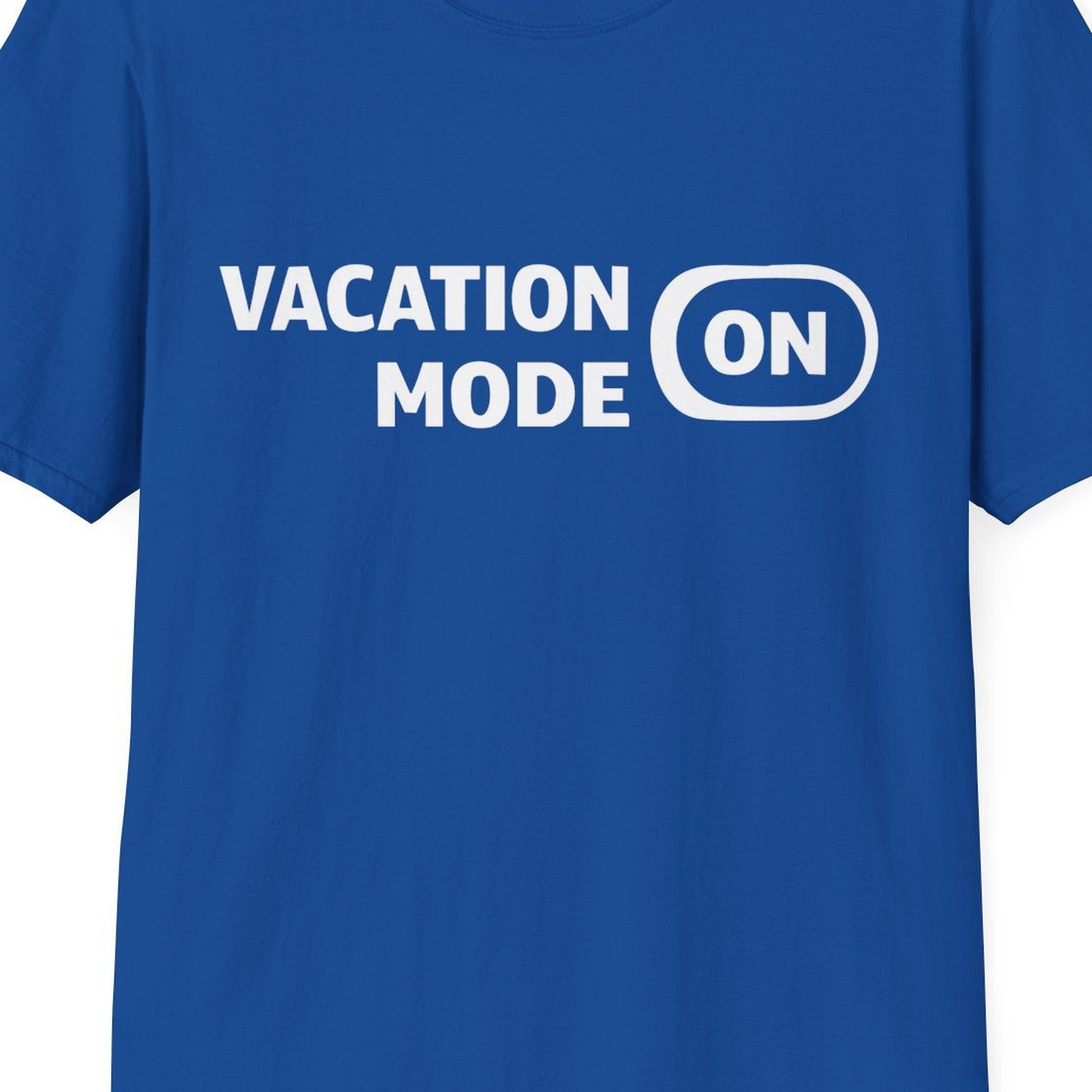 Vacation Mode On Minimalist Switch Graphic Funny Travel Shirt — T-Shirt T-Shirt – Royal – Best Cruise Shirts Close Up
