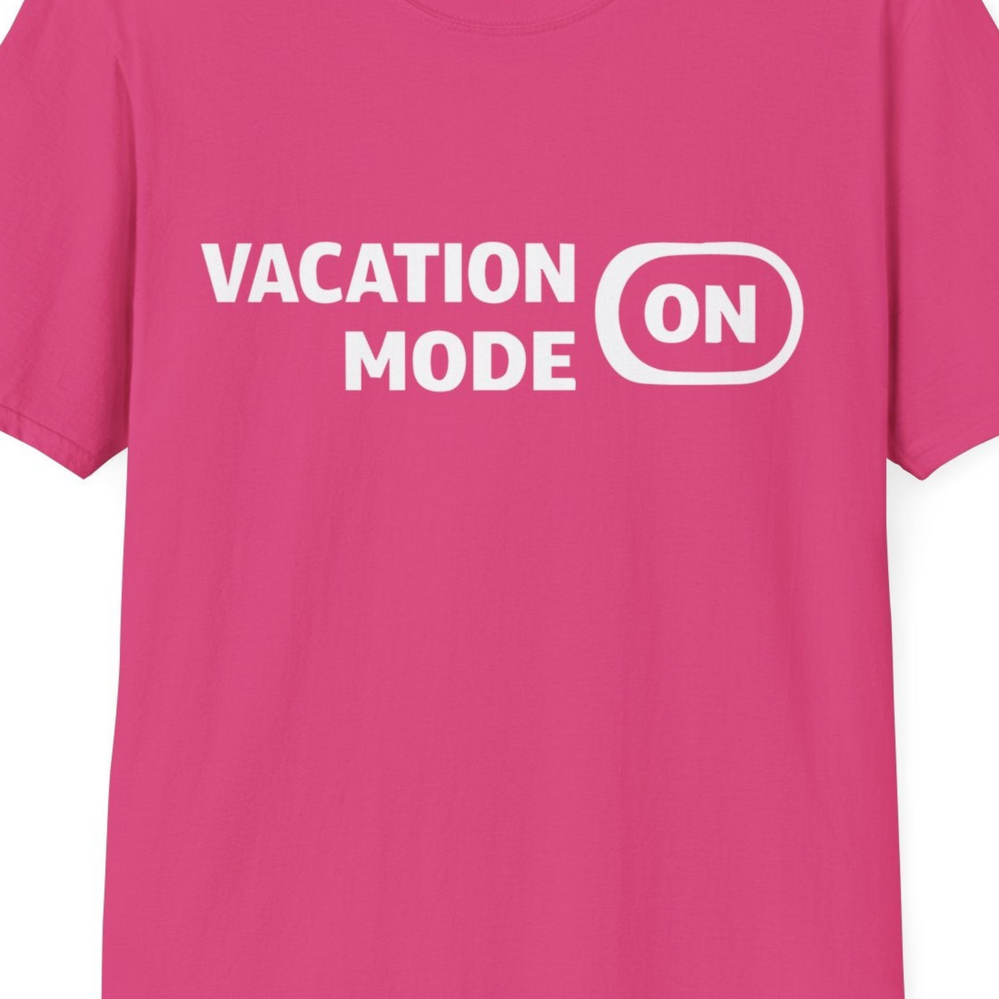 Vacation Mode On Minimalist Switch Graphic Funny Travel Shirt — T-Shirt T-Shirt – Heliconia – Best Cruise Shirts Close Up