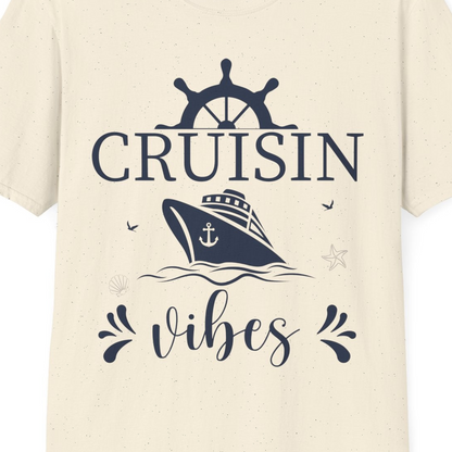 Cruisin Vibes Nautical Ocean Adventure Shirt T-Shirt – Natural – Best Cruise Shirts Close Up