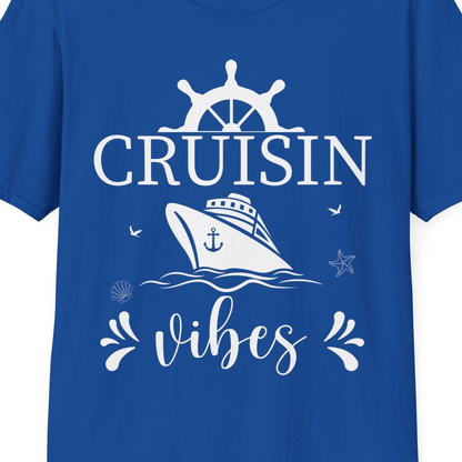 Cruisin Vibes Nautical Ocean Adventure Shirt T-Shirt – Royal – Best Cruise Shirts Close Up