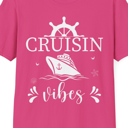 Cruisin Vibes Nautical Ocean Adventure Shirt T-Shirt – Heliconia – Best Cruise Shirts Close Up