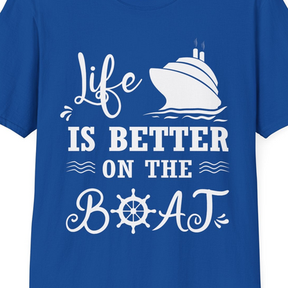 Life Is Better On The Boat Nautical Cruise Ship Shirt — T-Shirt T-Shirt – Royal – Best Cruise Shirts Close Up