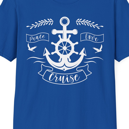 Peace Love Cruise Shirt T-Shirt – Royal – Best Cruise Shirts Close Up