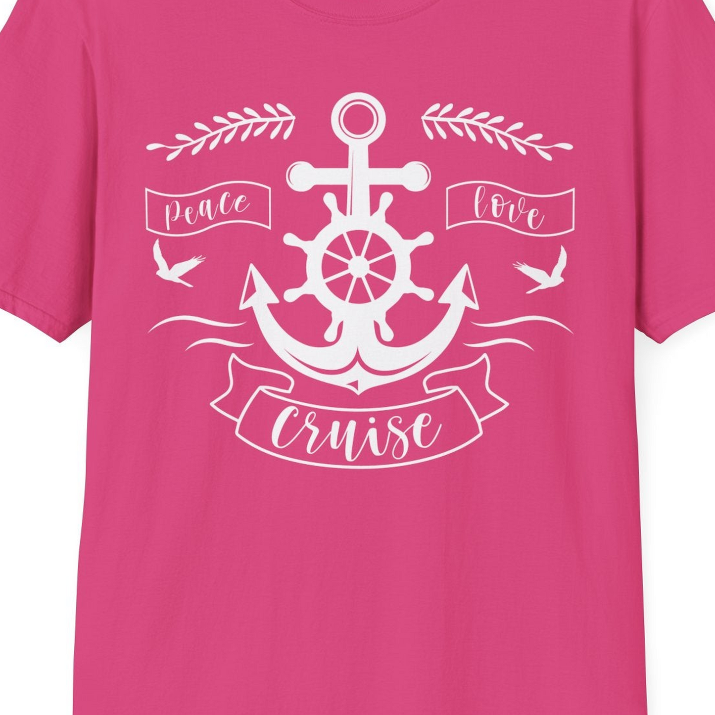 Peace Love Cruise Shirt T-Shirt – Heliconia – Best Cruise Shirts Close Up