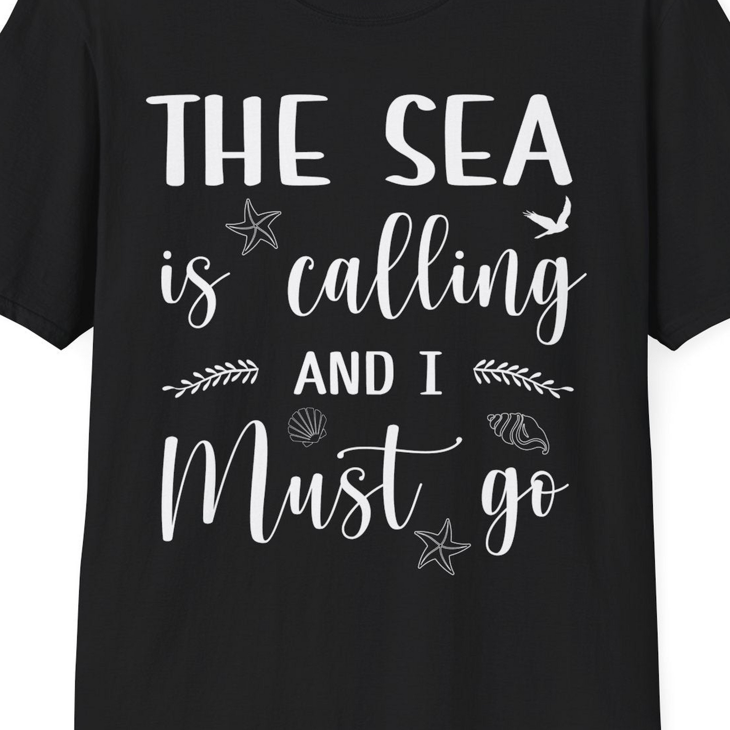The Sea Is Calling Shirt T-Shirt – Black – Best Cruise Shirts Close Up