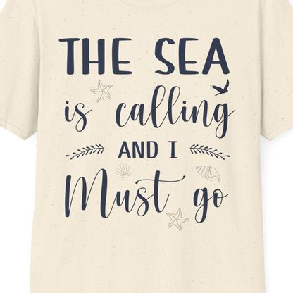 The Sea Is Calling Shirt T-Shirt – Natural – Best Cruise Shirts Close Up