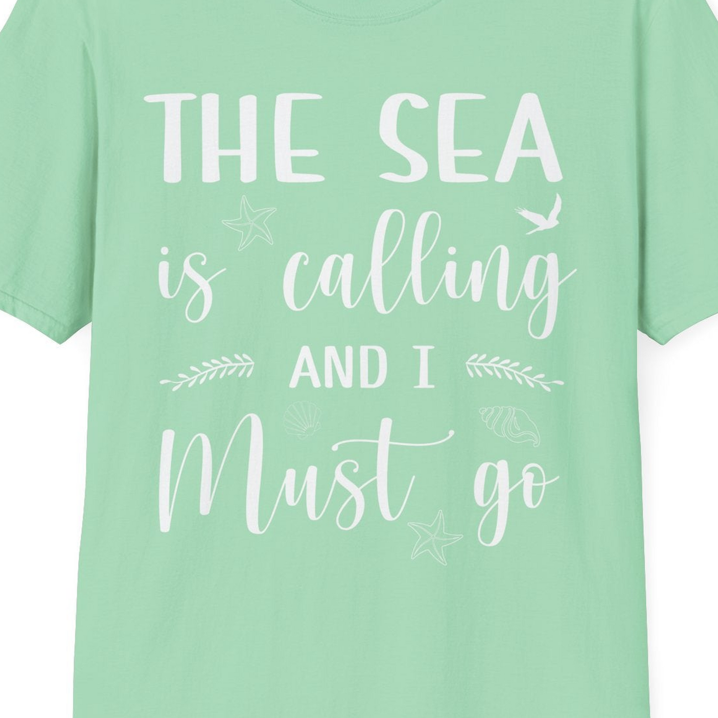 The Sea Is Calling Shirt T-Shirt – Mint Green – Best Cruise Shirts Close Up