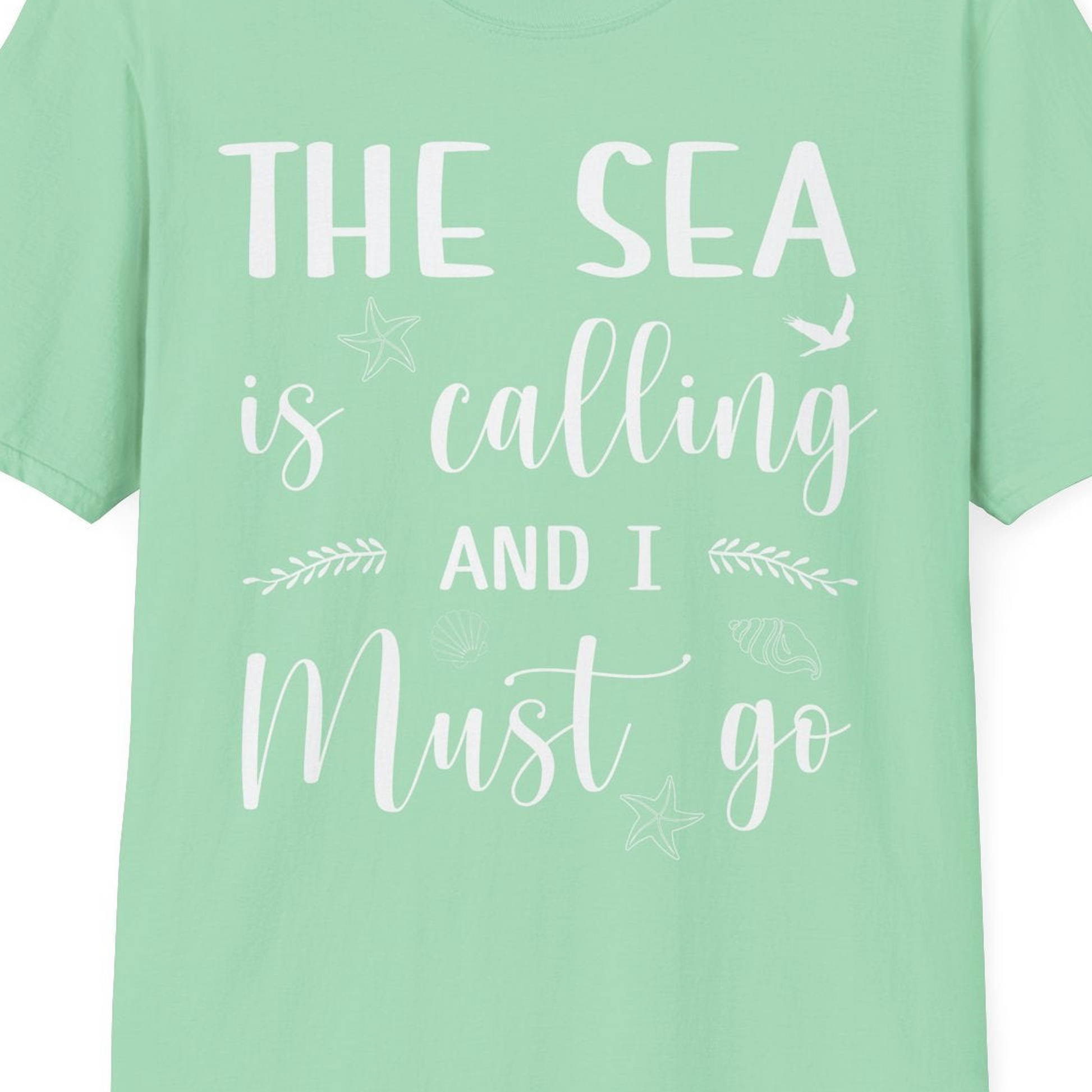 The Sea Is Calling Shirt T-Shirt – Mint Green – Best Cruise Shirts Close Up