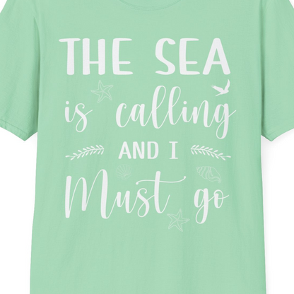 The Sea Is Calling Shirt T-Shirt – Mint Green – Best Cruise Shirts Close Up