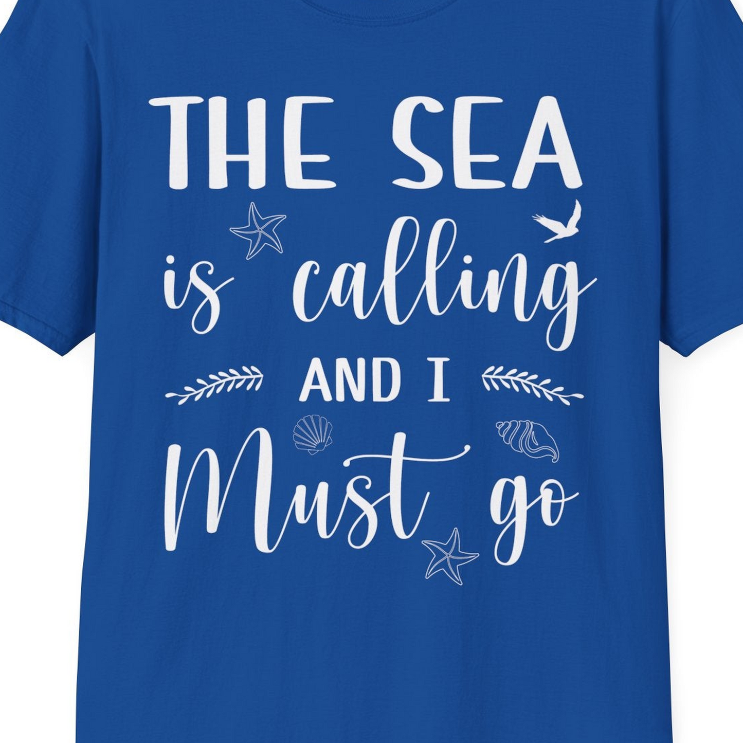 The Sea Is Calling Shirt T-Shirt – Royal – Best Cruise Shirts Close Up