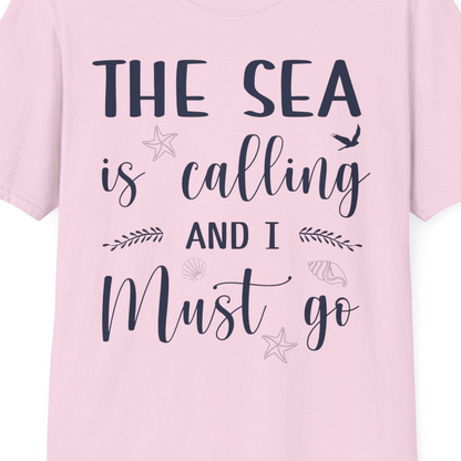 The Sea Is Calling Shirt T-Shirt – Light Pink – Best Cruise Shirts Close Up