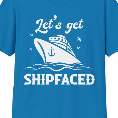 Let’s Get Shipfaced Shirt T-Shirt – Sapphire – Best Cruise Shirts Close Up