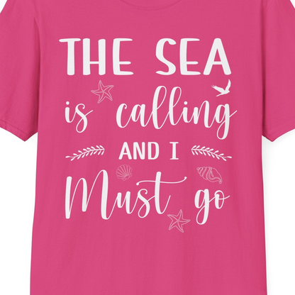 The Sea Is Calling Shirt T-Shirt – Heliconia – Best Cruise Shirts Close Up