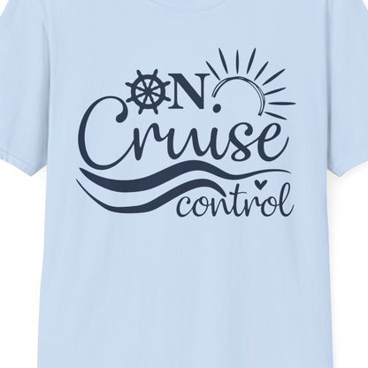 On Cruise Control Shirt T-Shirt – Light Blue – Best Cruise Shirts Close Up