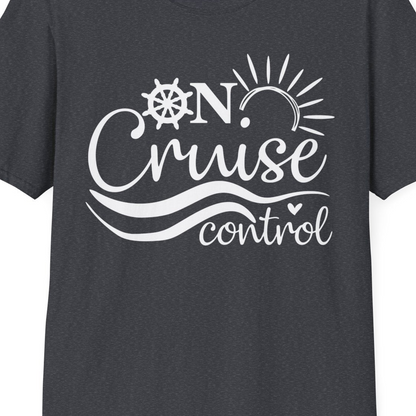 On Cruise Control Shirt T-Shirt – Dark Heather Grey – Best Cruise Shirts Close Up