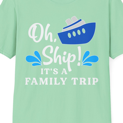Oh Ship Funny Family Cruise Trip Shirt Nautical Vacation Design — T-Shirt T-Shirt – Mint Green – Best Cruise Shirts Close Up