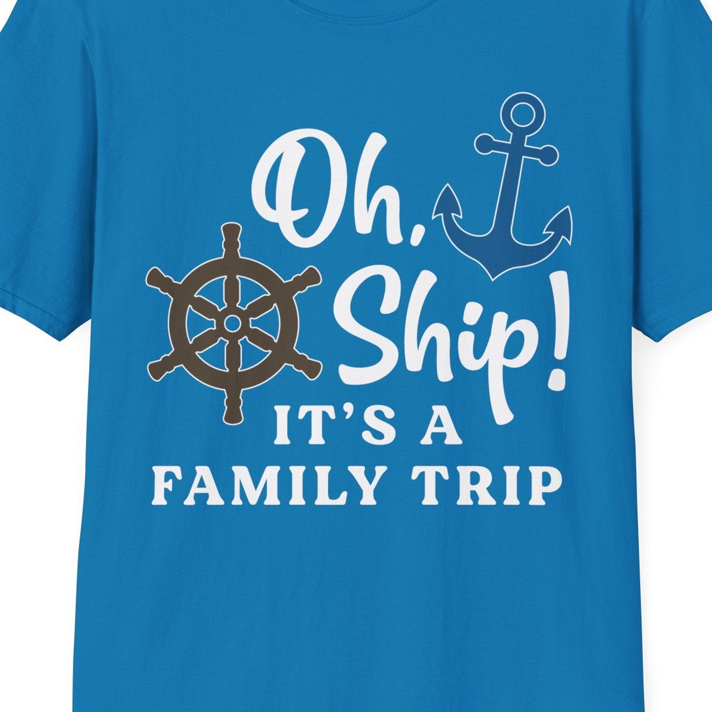 Oh Ship It’s a Family Trip Nautical Cruise Shirt with Marine Icons — T-Shirt T-Shirt – Sapphire – Best Cruise Shirts Close Up