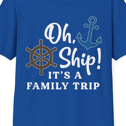 Oh Ship It’s a Family Trip Nautical Cruise Shirt with Marine Icons — T-Shirt T-Shirt – Royal – Best Cruise Shirts Close Up