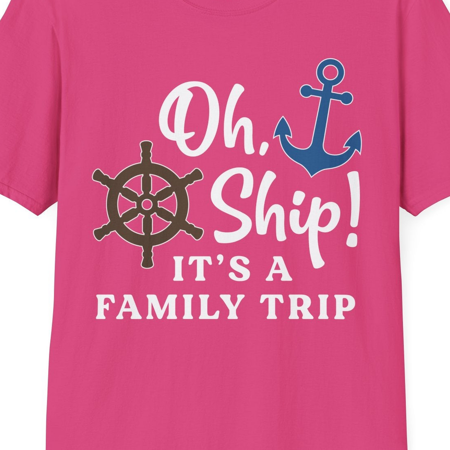 Oh Ship It’s a Family Trip Nautical Cruise Shirt with Marine Icons — T-Shirt T-Shirt – Heliconia – Best Cruise Shirts Close Up