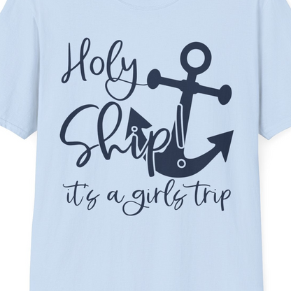 Holy Ship Anchor Girls Trip Cruise Shirt T-Shirt – Light Blue – Best Cruise Shirts Close Up
