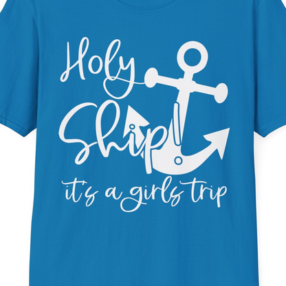 Holy Ship Anchor Girls Trip Cruise Shirt T-Shirt – Sapphire – Best Cruise Shirts Close Up