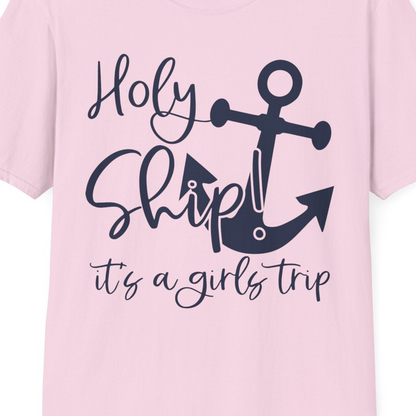 Holy Ship Anchor Girls Trip Cruise Shirt T-Shirt – Light Pink – Best Cruise Shirts Close Up
