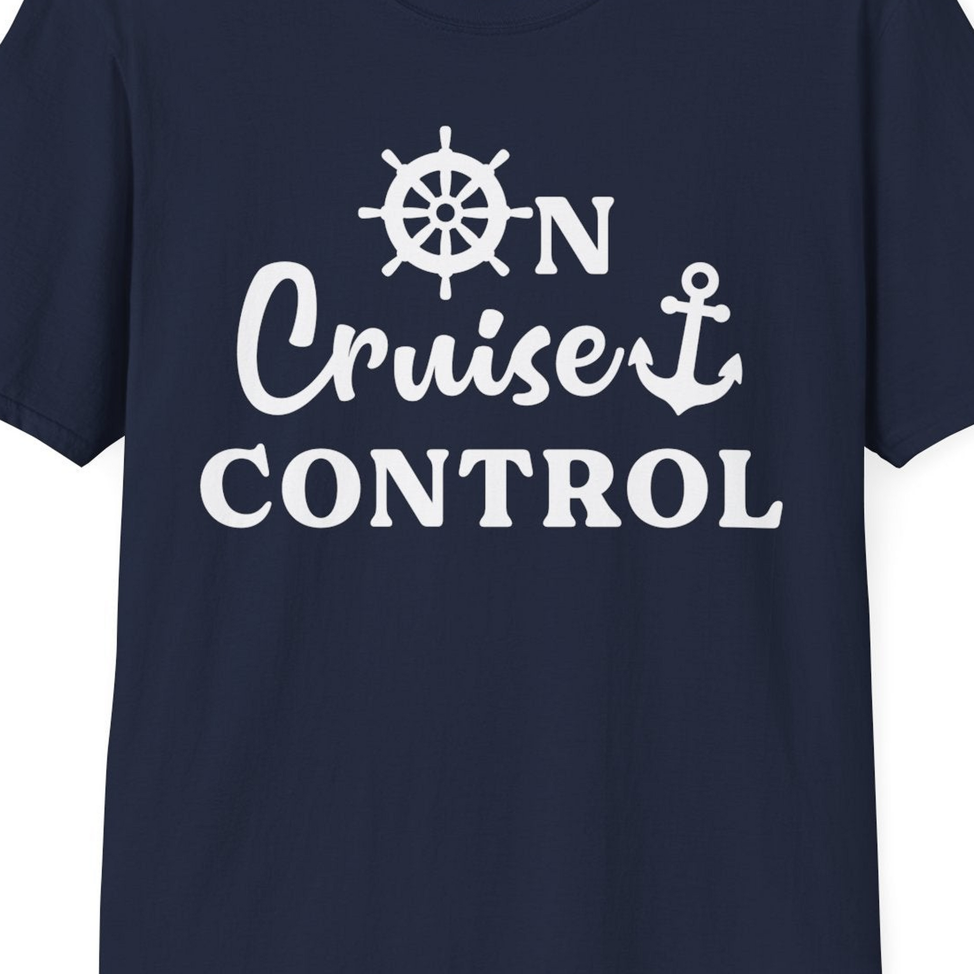 On Cruise Control Shirt T-Shirt – Navy – Best Cruise Shirts Close Up