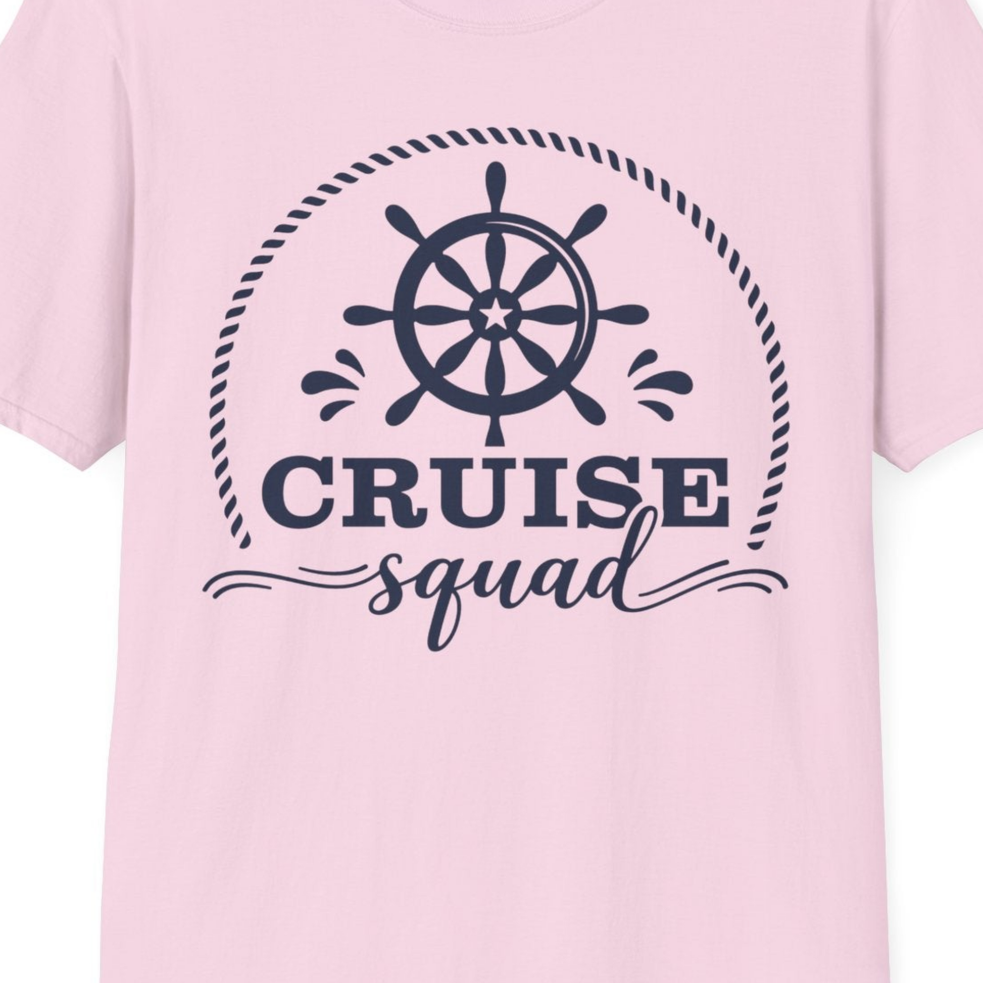 Cruise Squad Nautical Wheel Shirt T-Shirt – Light Pink – Best Cruise Shirts Close Up