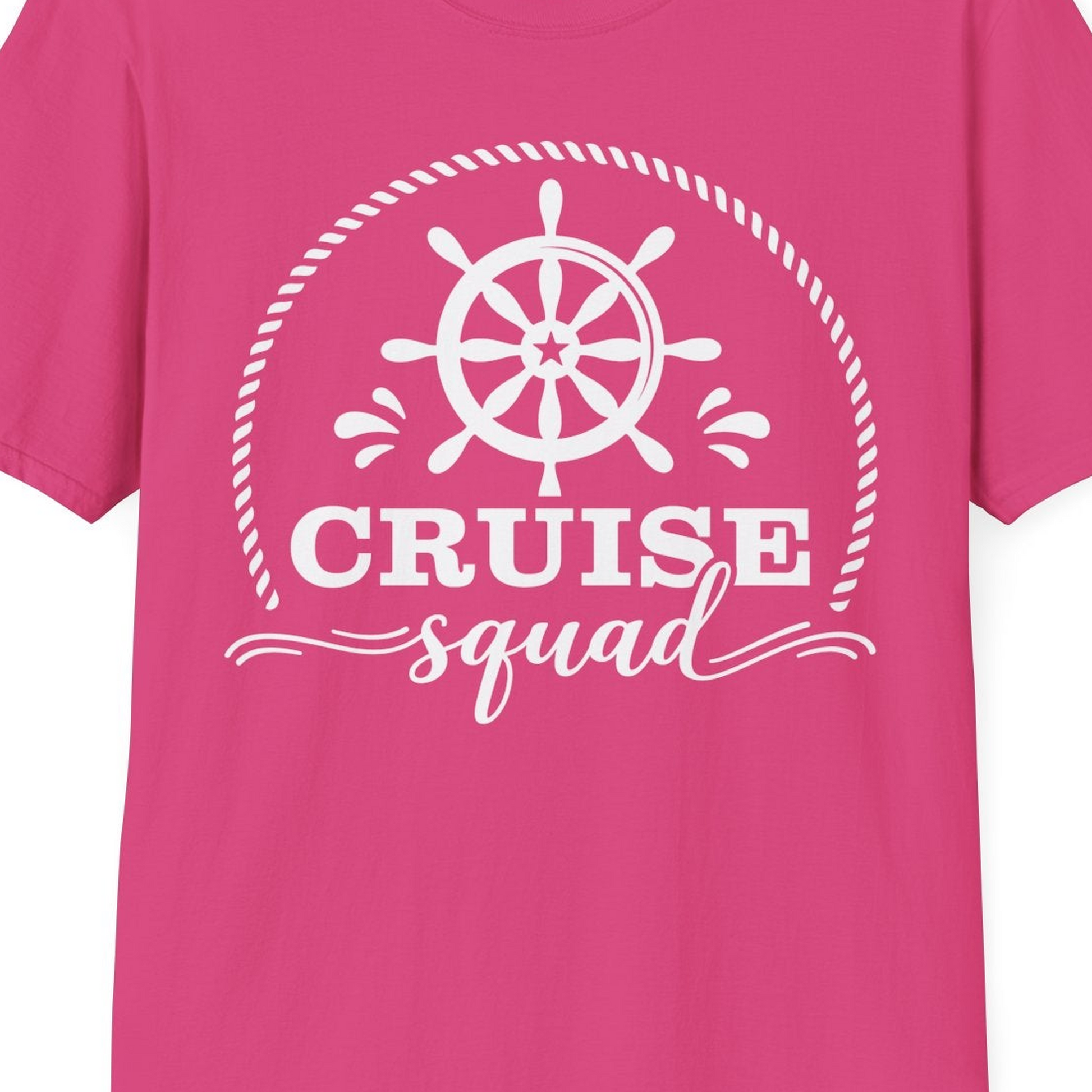 Cruise Squad Nautical Wheel Shirt T-Shirt – Heliconia – Best Cruise Shirts Close Up