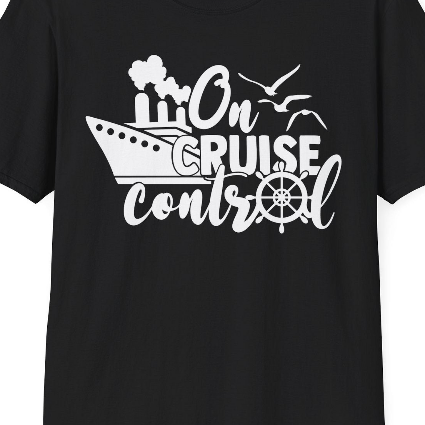 On Cruise Control Shirt T-Shirt – Black – Best Cruise Shirts Close Up
