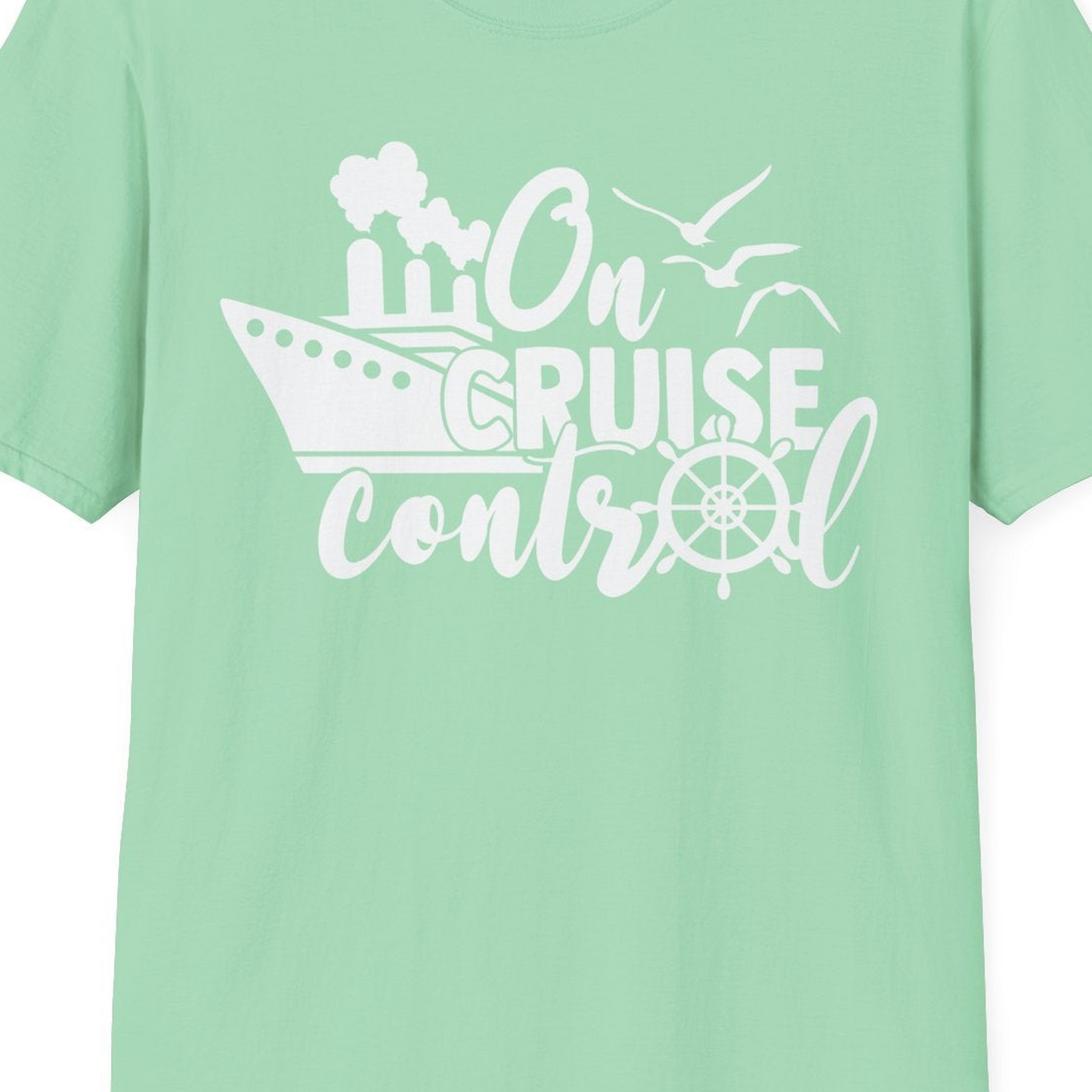 On Cruise Control Shirt T-Shirt – Mint Green – Best Cruise Shirts Close Up