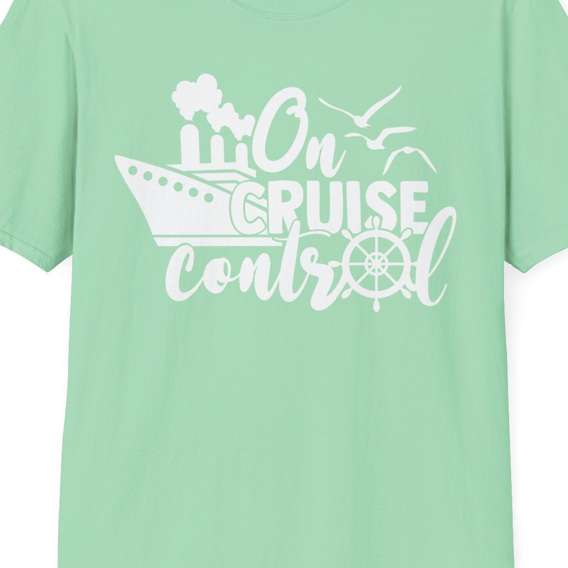 On Cruise Control Shirt T-Shirt – Mint Green – Best Cruise Shirts Close Up