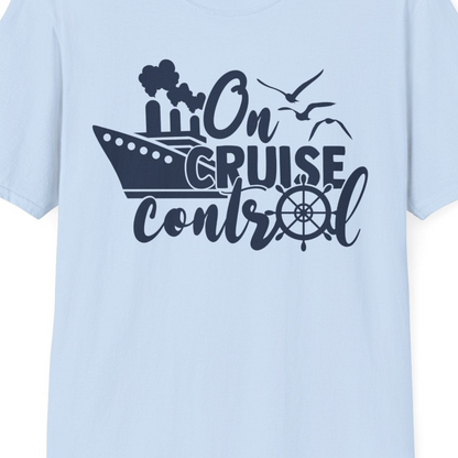 On Cruise Control Shirt T-Shirt – Light Blue – Best Cruise Shirts Close Up