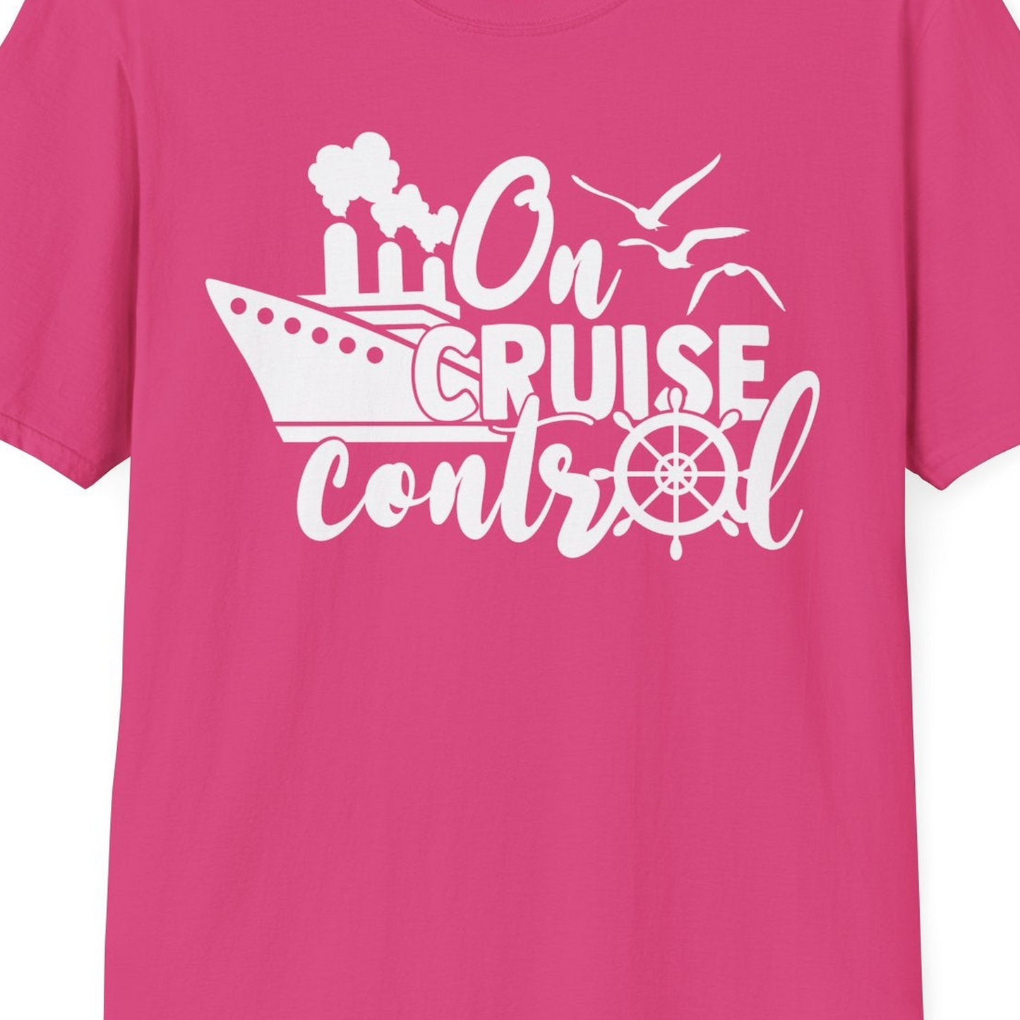 On Cruise Control Shirt T-Shirt – Heliconia – Best Cruise Shirts Close Up
