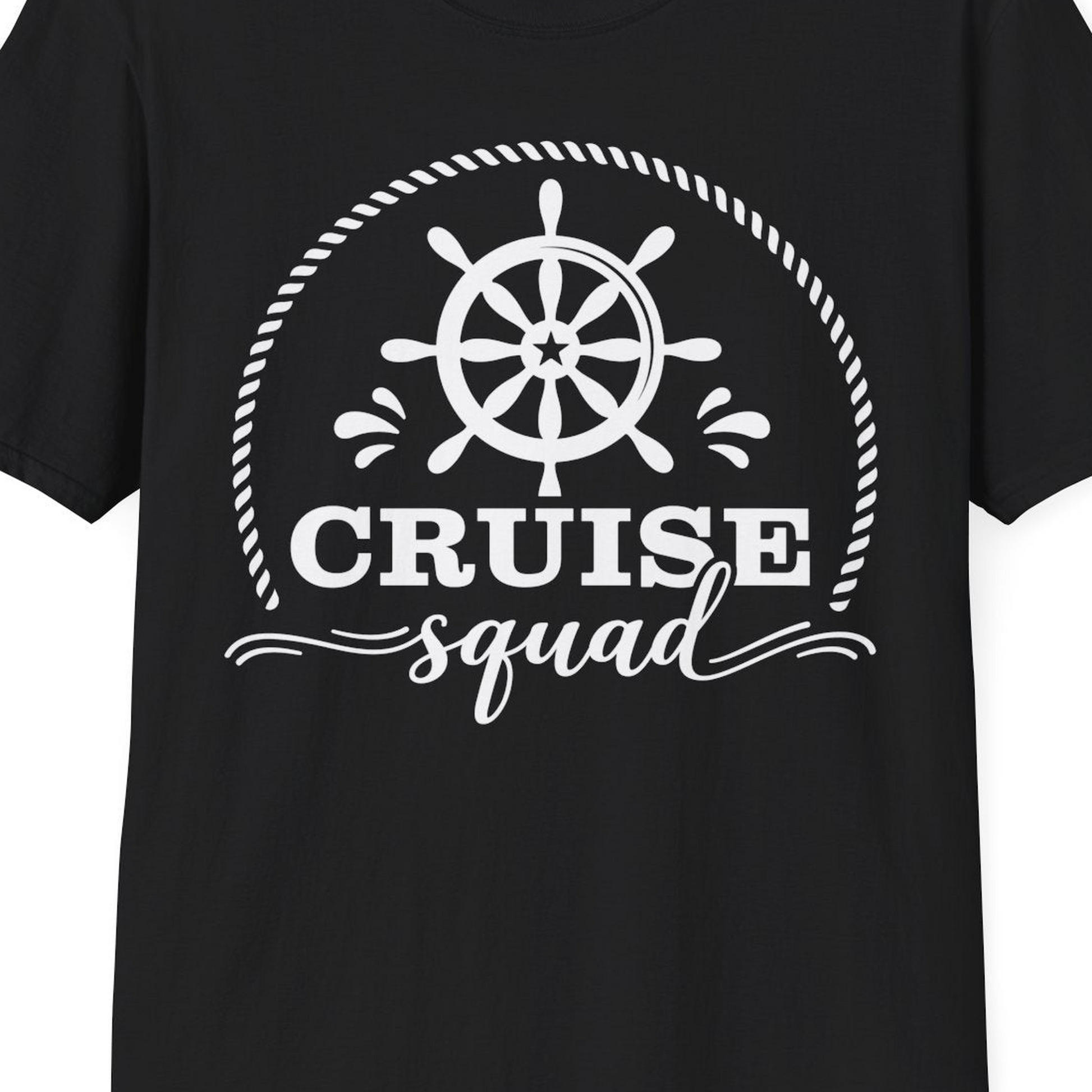 Cruise Squad Nautical Wheel Shirt T-Shirt – Black – Best Cruise Shirts Close Up