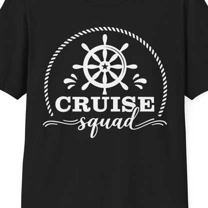 Cruise Squad Nautical Wheel Shirt T-Shirt – Black – Best Cruise Shirts Close Up