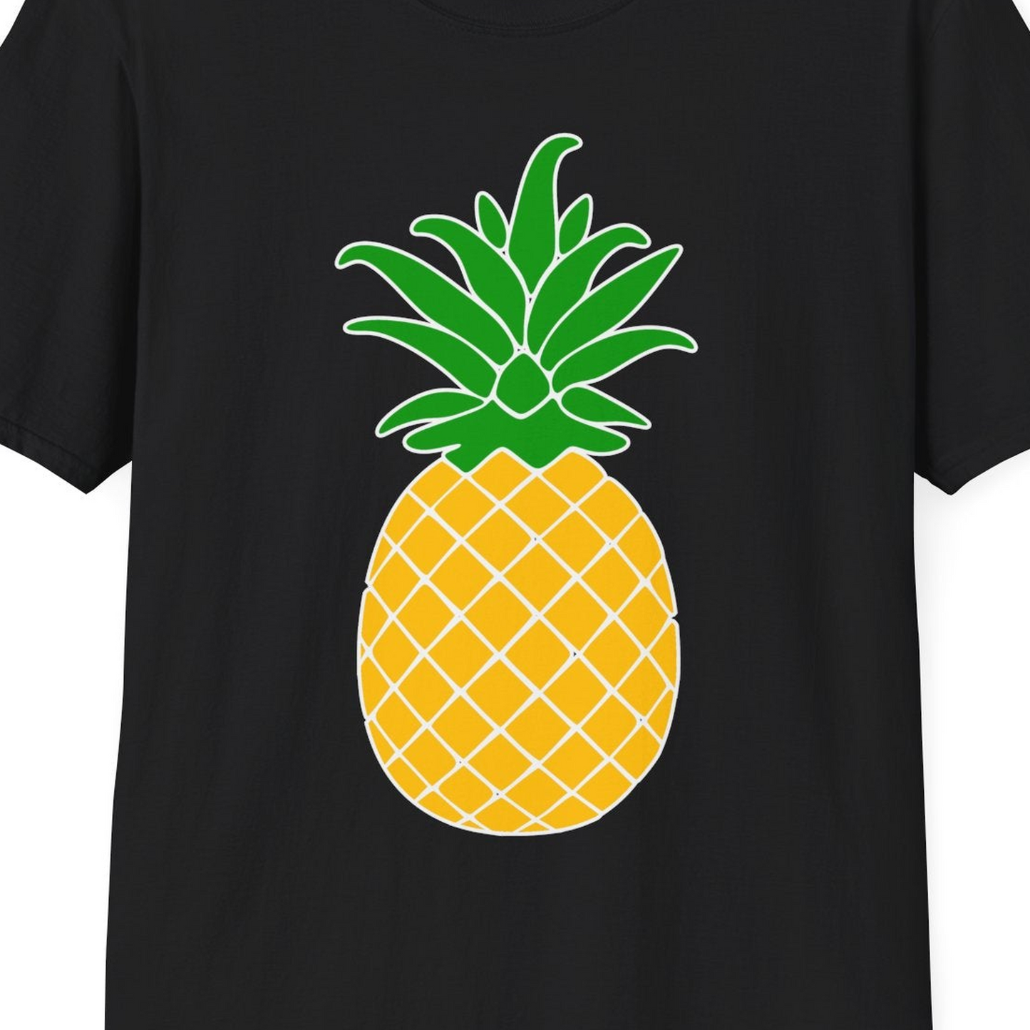 Cartoon Pineapple Graphic Shirt T-Shirt – Black – Best Cruise Shirts Close Up