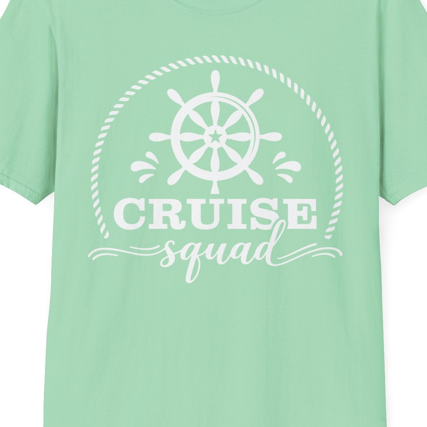 Cruise Squad Nautical Wheel Shirt T-Shirt – Mint Green – Best Cruise Shirts Close Up