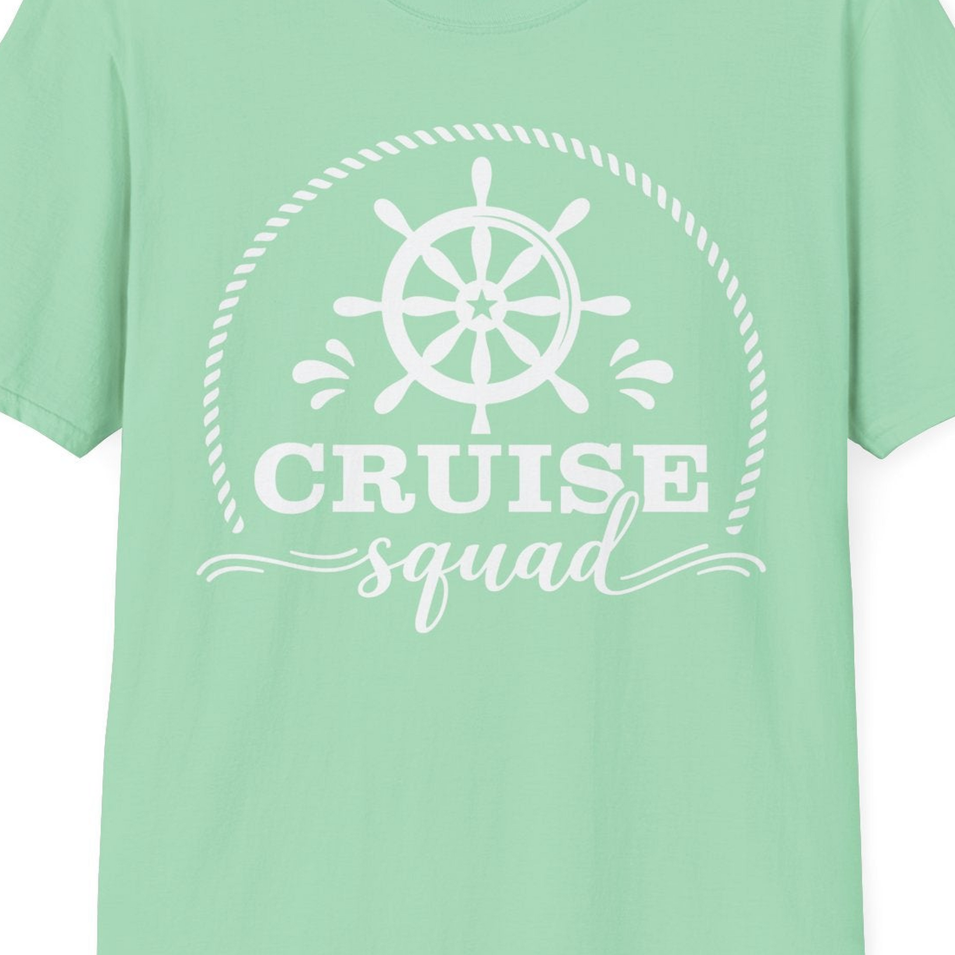 Cruise Squad Nautical Wheel Shirt T-Shirt – Mint Green – Best Cruise Shirts Close Up